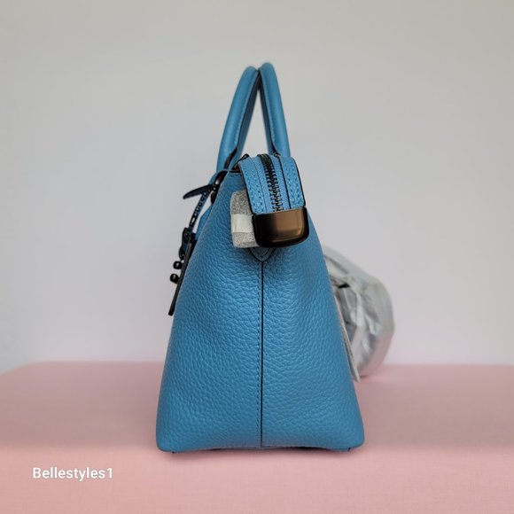 COACH Cara Pebbled Leather Satchel -Pool Color ⭐ - Picture 7 of 16